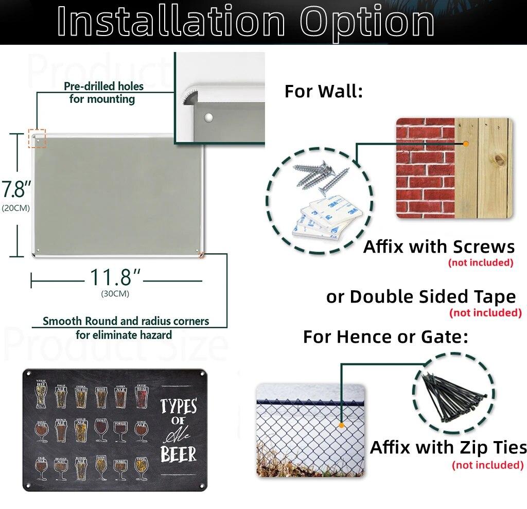 Retro Vintage Cocktail Recipe Tin Signs Metal Vintage Plaque Beer Metal Plate Decorative Plaque For Bar Pub Man Cave Wall Decor