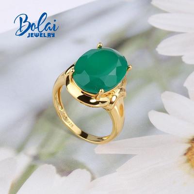 Простое небесно-голубое топаз и зеленый агат овальное кольцо 12*16 мм из натурального драгоценного камня 925 серебро желтый дизайн женские изысканные украшения