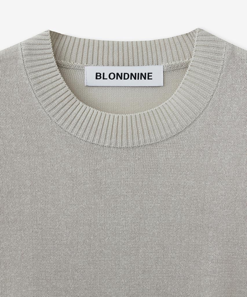 BLOND9 Cool Essential Round Neck Short Sleeve Knit_Sand