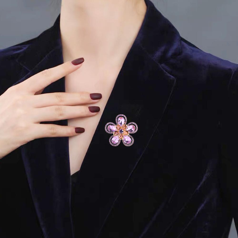 Flower Rhinestone Brooches Womens Fashion Crystal Brooch Pin Accessories Jewelry