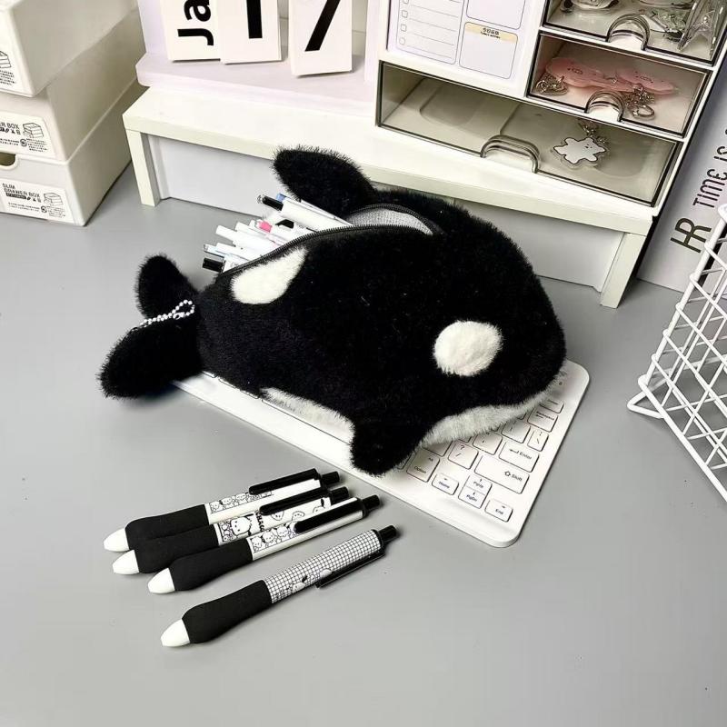 Мультяшный плюшевый кит-убийца сумка для ручек большая вместимость канцелярская сумка студенческий подарок для школы офис забавный пенал