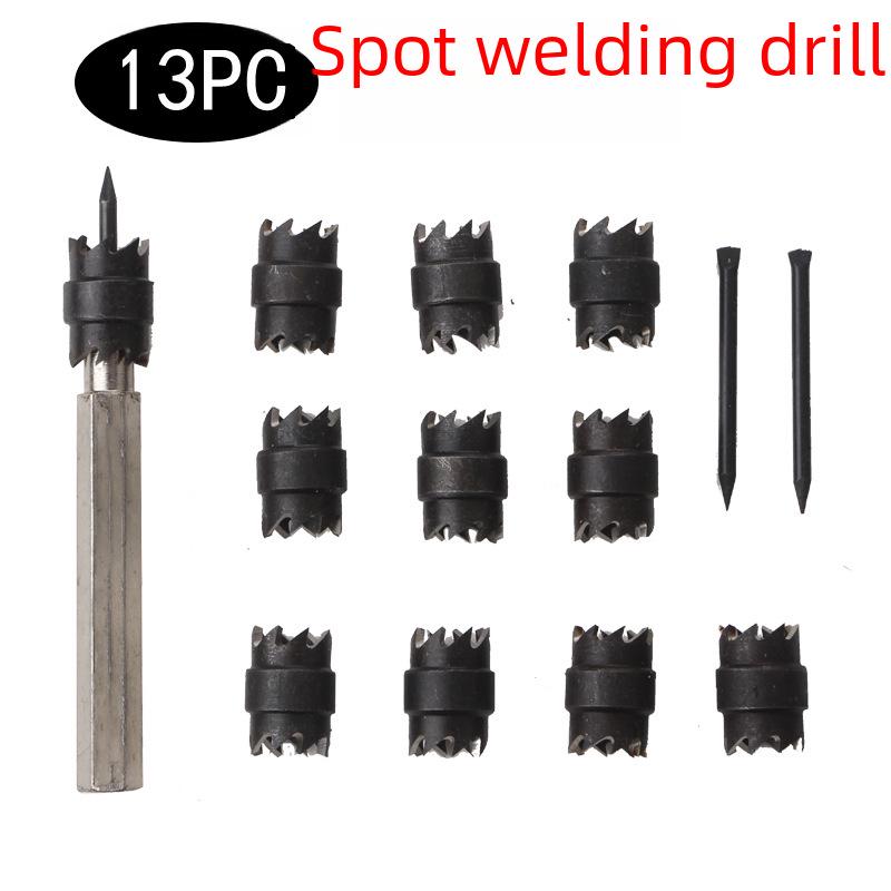 Набор из 13 сверл из быстрорежущей стали для удаления точечной сварки с шестигранной ручкой