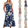 Женское длинное пляжное повседневное элегантное платье макси на тонких бретельках с цветочным принтом, струящееся платье в стиле бохо