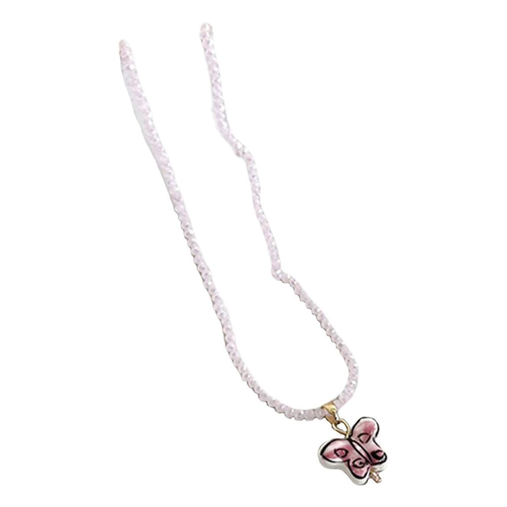 Bead Necklace Adjustable with 5.5cm Extension Chain for Party Travel Pink