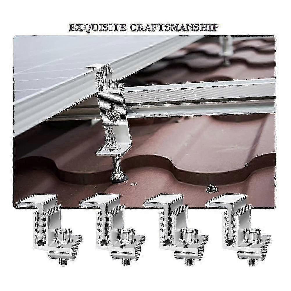4 Packs Solar Panel Mounting Brackets Adjustable End Panel Clamp Aluminum Bracket For Solar Panel Photovoltaic Mounting
