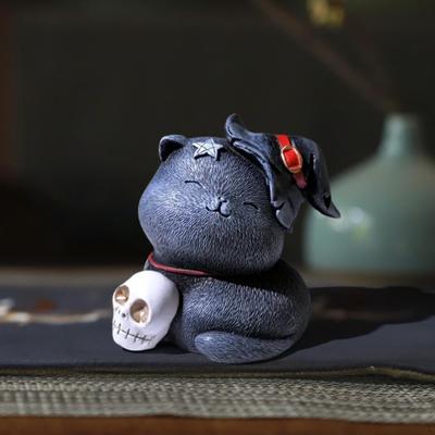 Кошачья фигурка из смолы, чайный питомец, подарок для энтузиастов, домашний акцент, настольная скульптура, полка для кабинета