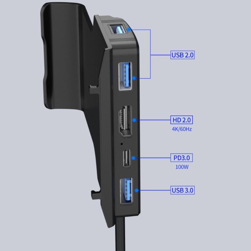 Портативный держатель док-станции 5 в 1, док-станция USB C, концентратор с 4K@60 Гц HDMI, совместимый с 100 Вт портами PD, совместимый со SteamDeck