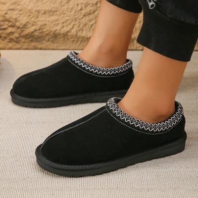 2024 Новые женские ботинки теплые зимние однотонные с неглубоким носком и плоским дном удобные женские ботинки без застежек Zapatos