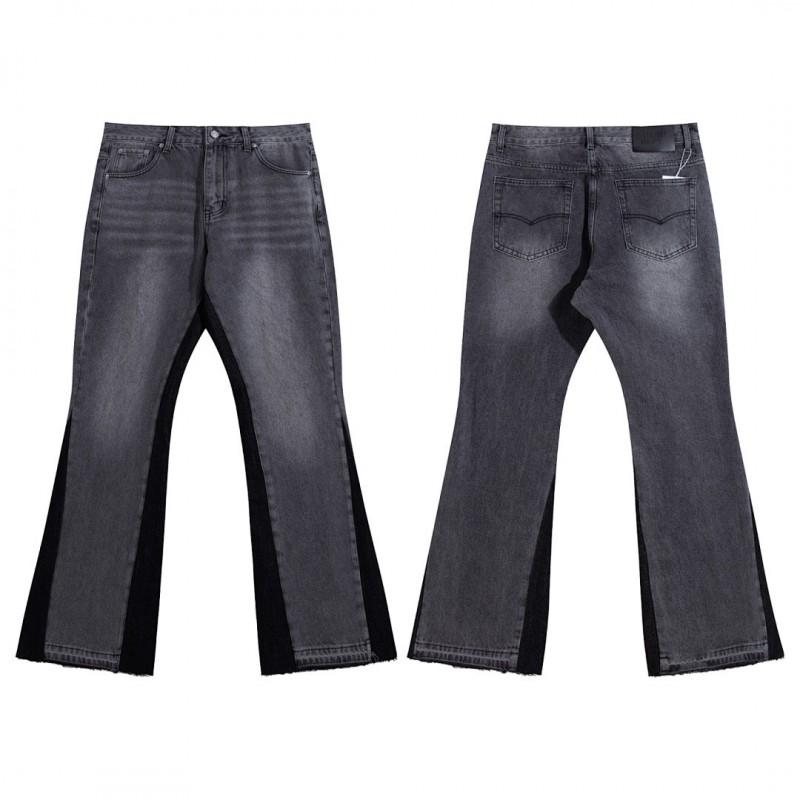Mens High-waisted Flared Jeans Straight Leg Full Length Vintage Style Micro Stretch Casual