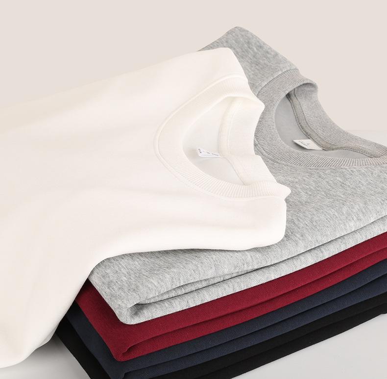 Унисекс Толстовка из хлопка с флисовой подкладкой - Толстая, Свободного кроя, с круглым вырезом, Стиль со спущенным плечом