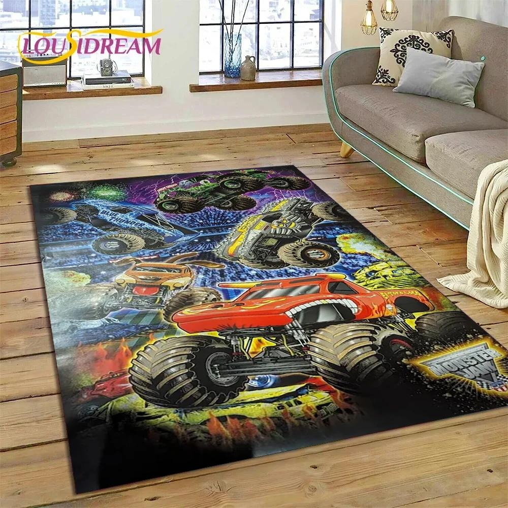 Ковер-мультфильм Monster Truck Monster Jam для спальни, гостиной, дома, украшение для дивана, большая игровая напольная подстилка для детей