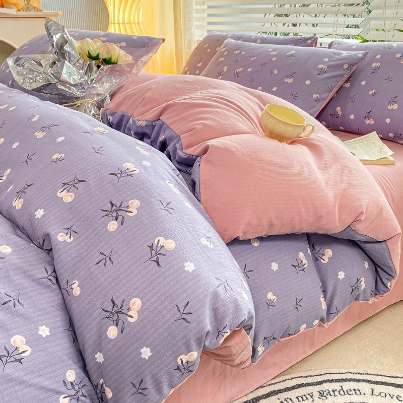 Супермягкий пододеяльник, четырехсекционная простыня для общежития, трехсекционная пряжа из мытого хлопка с двойным слоем