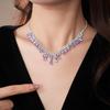 Water Drop Rhinestone Jewelry Set Inlaid Crystal Necklace Set Tassel Necklace Earrings Set  Bridal