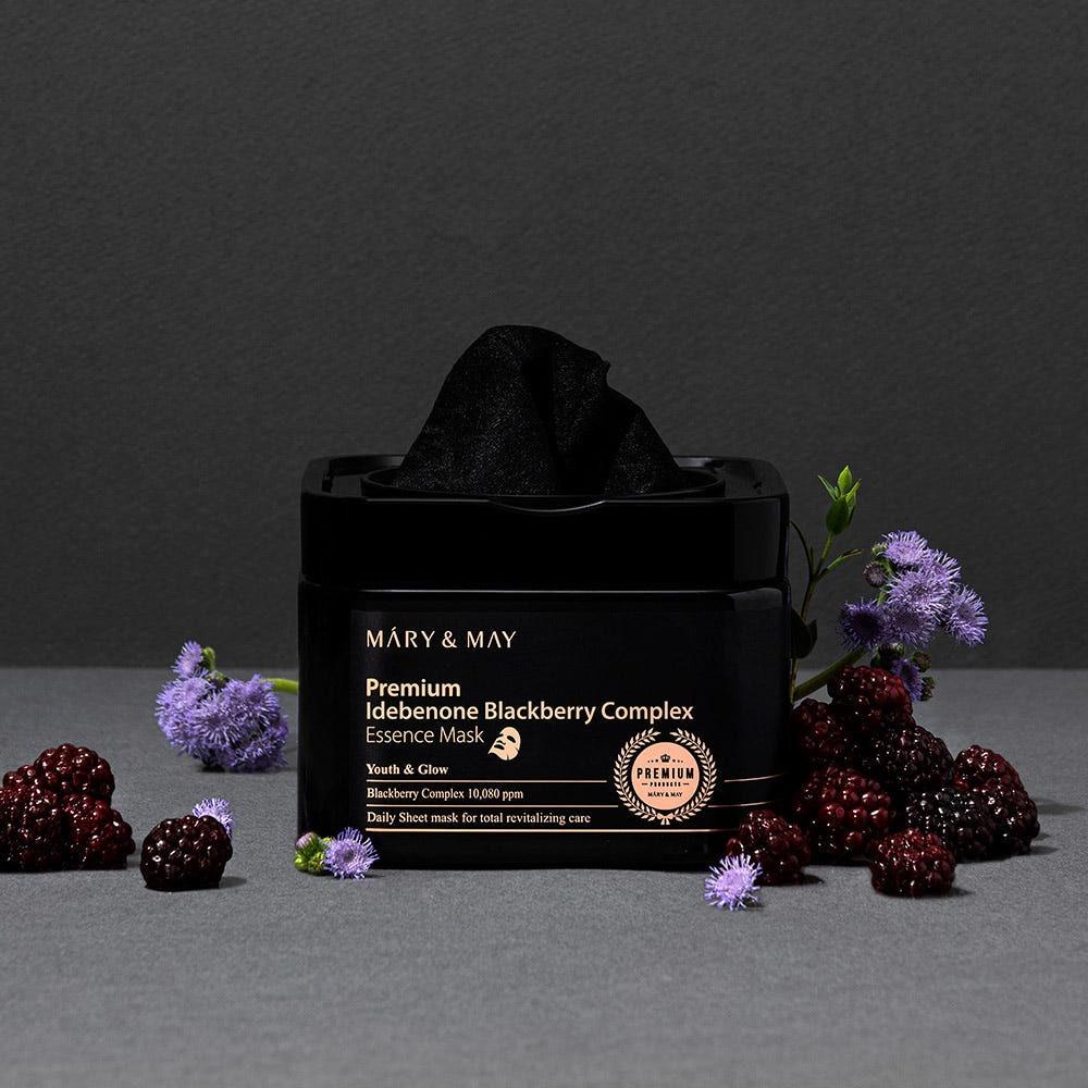 Mary&May Idebenone Blackberry Complex Essence Mask Firming Nourishing 20 Sheets 250g Korean Daily Sheet Mask