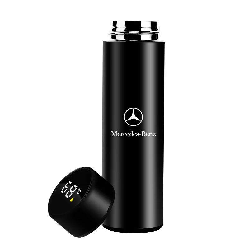 AASU1 1Pcs Car Smart Thermos Bottle With Temperature Display Coffee Cup Stickers For Mercedes-Benz CLA CES CLS SLK GLK CLK SLS CLG GLE