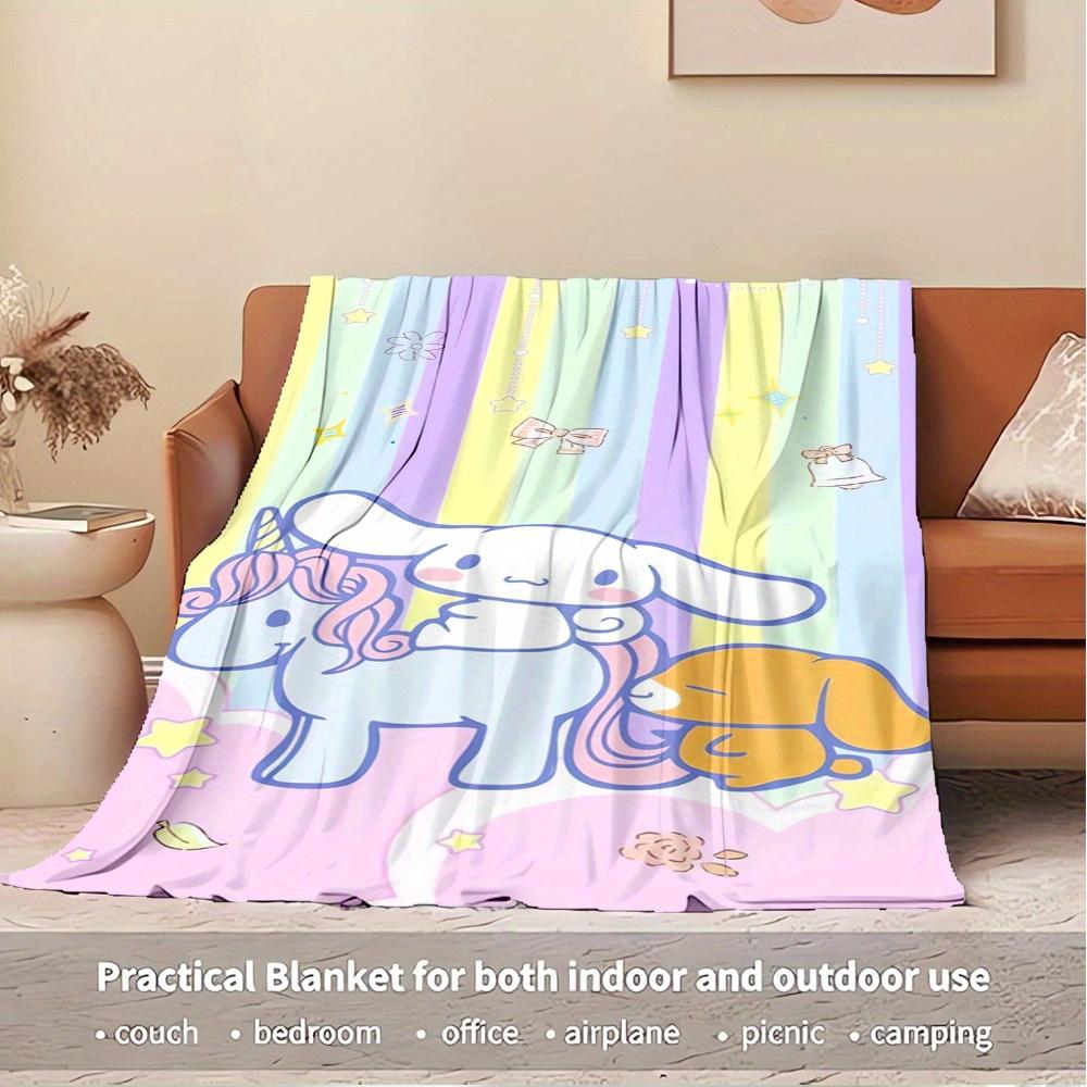 1pc Unicorn, Rabbit, Cinnamon rollDigital Print Flannel Throw Blanket, Super Soft Plush Fleece Bedspread, Multipurpose All-Season Hypoallerg
