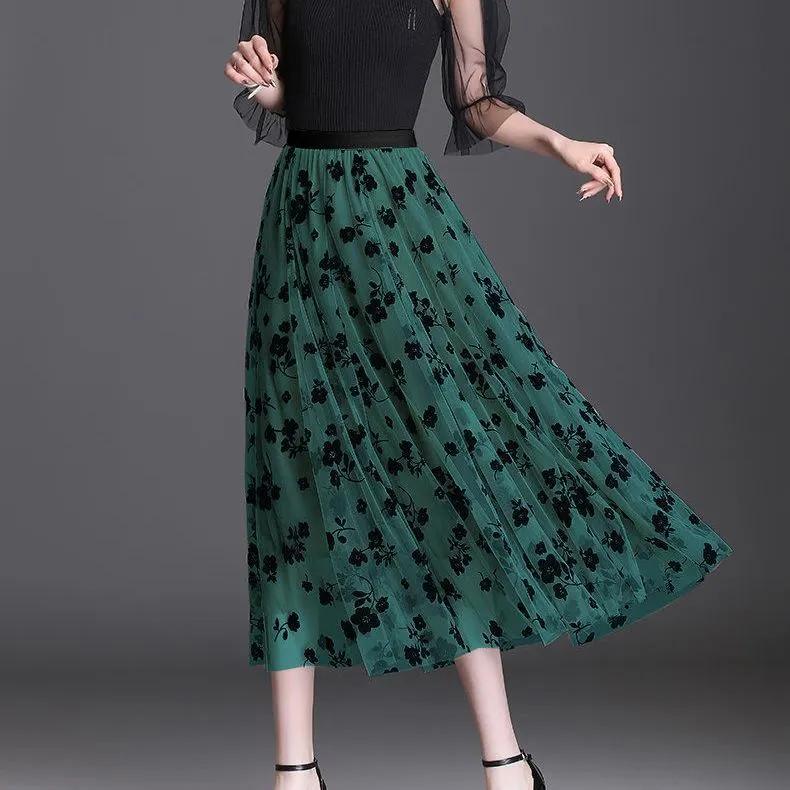 Женская летняя юбка из тюля Элегантная повседневная юбка-миди из сетки свободного кроя