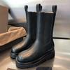 Fashion 2024 New Chelsea Boots Women Genuine Leather Luxury Design Chunky Platform Boots Non-slip Thick Bottom Mid-calf Boots for Women