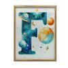 Poster "Letter F In Space" Poster "Letter F In Space, 30X40 Cm, Dark Brown Wooden Frame, 230 Gsm Matte Paper