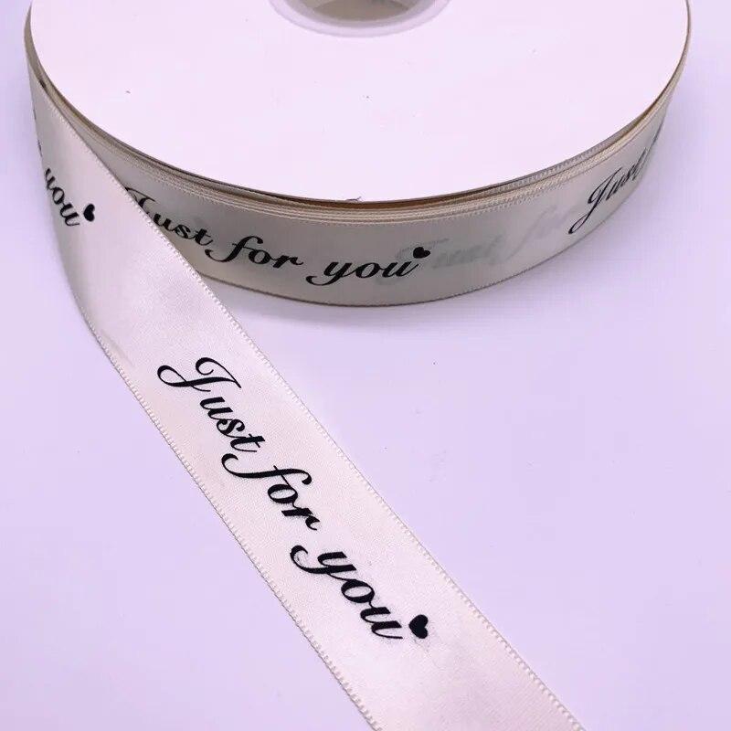 25mm*50yards Printed "just for You" Polyester Ribbons for Wedding Christmas Party Decorations DIY Bow Craft Ribbons
