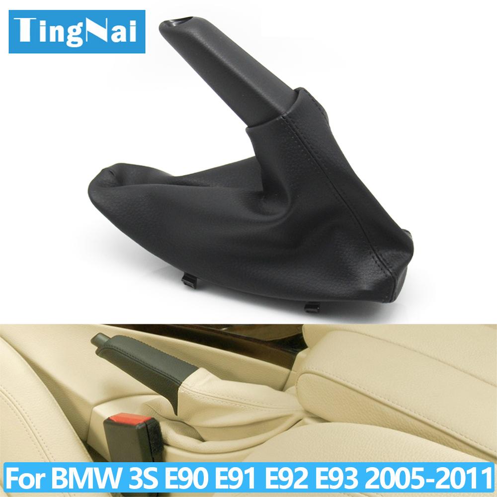 Car Handbrake Lever Grips Handle and Leather Gear Dust Cover For BMW 3 Series E90 E91 E92 E93 2005-2011 34427900777,34427155622