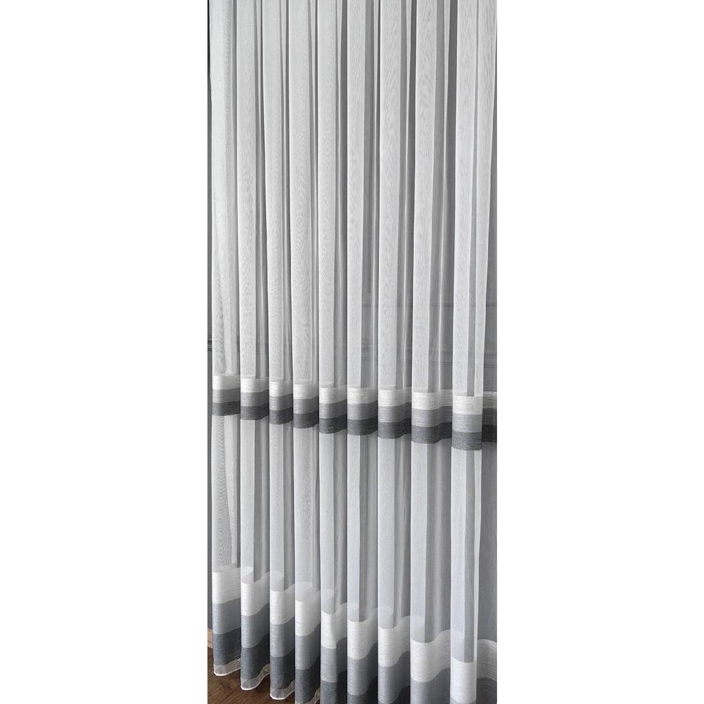 Серый антрацитовый горизонтальный полосатый 1/3 плотная складка тюль экрю занавеска Не мнется Не требует глажки