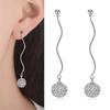 Trendy Girls Silver 925 Earrings for Women Jewelry Charm Crystal Ball Female Long Earring Female Accessories Lady Shiny Bijou