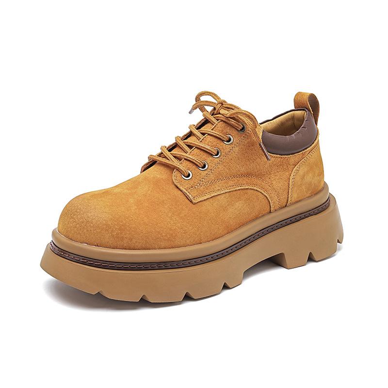 Инструментальные мужские туфли дышащие в британском стиле повседневные кожаные туфли мужские ретро ботинки цвета ревеня толстая подошва увеличивающие рост ботинки Мартин 66685-R