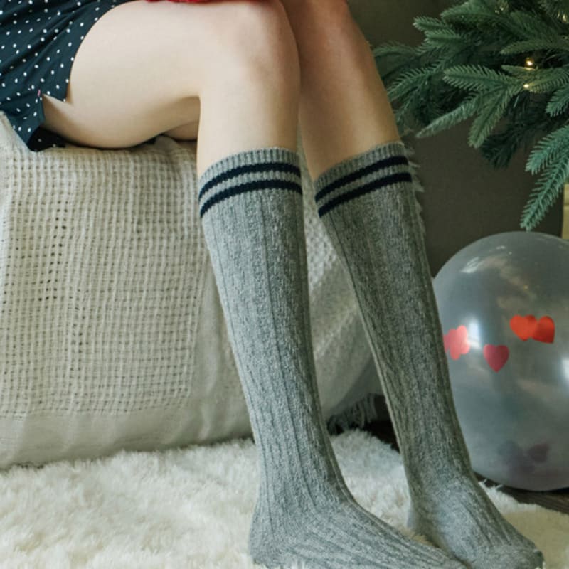 Bananasisters Preppy Cashmere Wool Striped Socks (3 Colors)