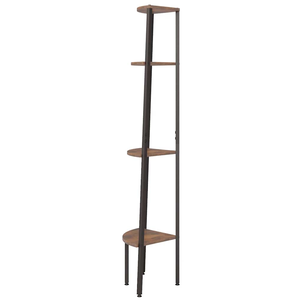 Vidaxl Regał Narożny, 4 Półki, Ciemnobrązowo-Czarny, 45,5X31,5X150 Cm