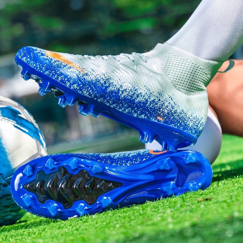 34-46 Men's High-top Large-size Football Shoes Long Nail Anti-slip Resistance TPR Artificial Captain Outdoor Youth Football Boots