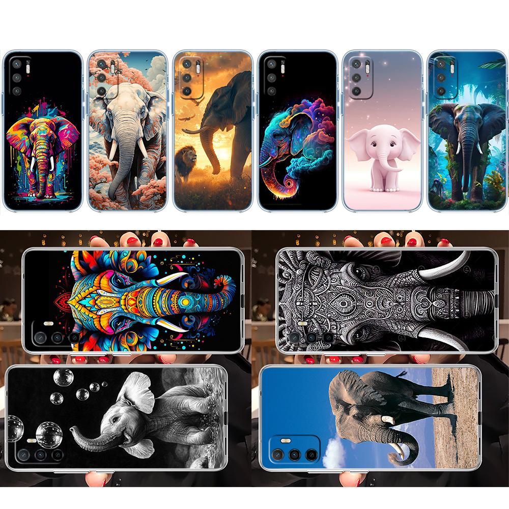 LO4 Animal Elephant Transparent Phone Case for Motorola Moto G40 G04 G05 One Ace Action Fusion + Plus Hyper Macro Vision Zoom
