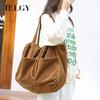 Japanese Retro Corduroy Handbag, Canvas Large-capacity Underarm Bag