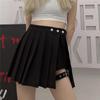 Gothic Pleated Skirt Punk Mini Skirt Black Style Leg Tie Half Skirt Irregular Skirt Pants