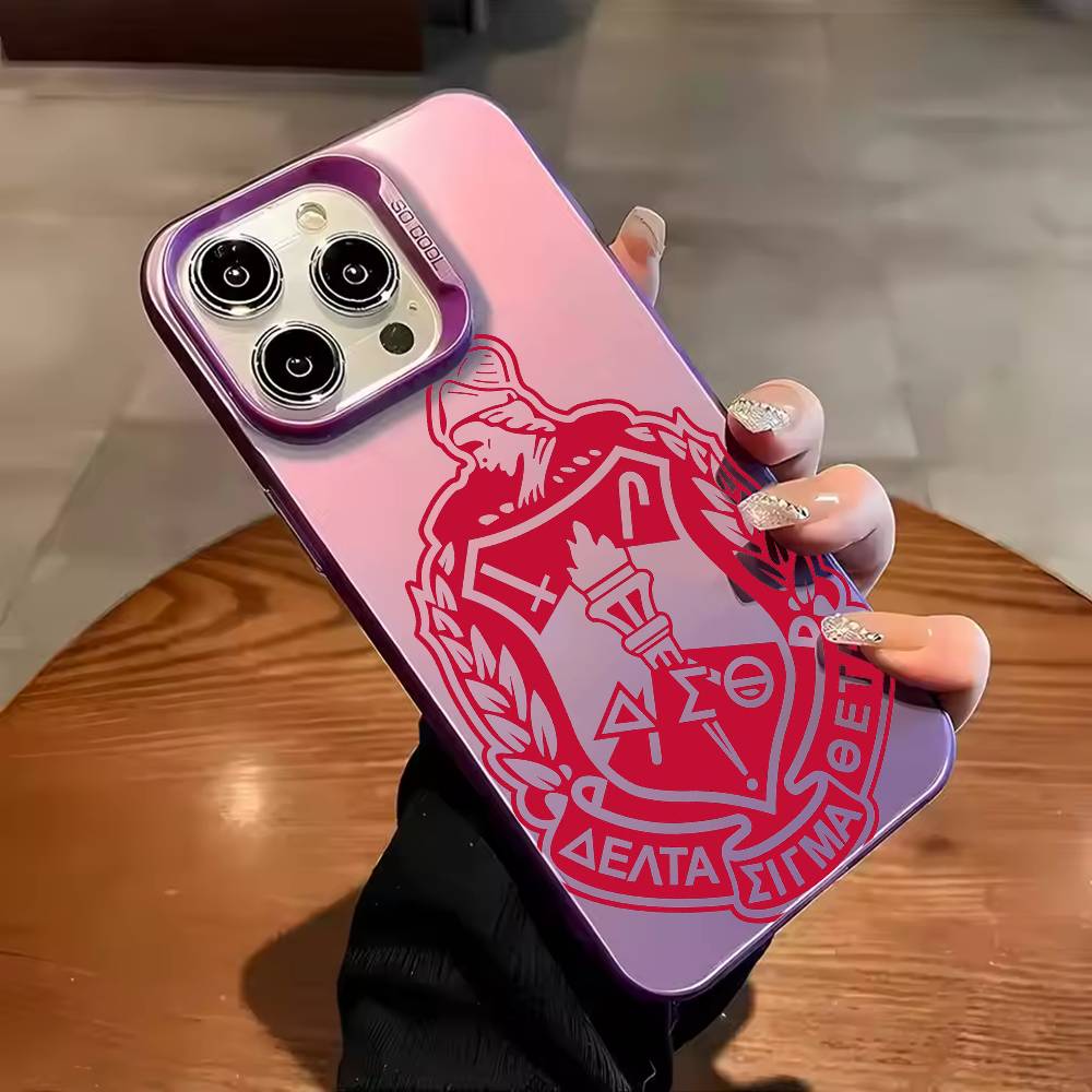 Чехол для телефона D-Delta S-Sigma Theta Для iPhone 17 16 15 14 13 12 11 Pro Max Plus Серебристый конфетный Матовый чехол