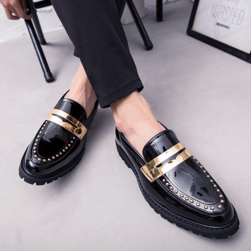 Loafers Men Patent Leather Shoes Black Breathable Slip-On Casual Shoes Sapatos Masculino Comfortable Shoes Zapatos De Hombre