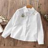 Школьная рубашка для подростков, блузка для девочек, хлопковые топы, кружевная детская одежда с длинными рукавами, весенне-осенняя одежда для маленьких детей, 6, 7, 10, 14 лет