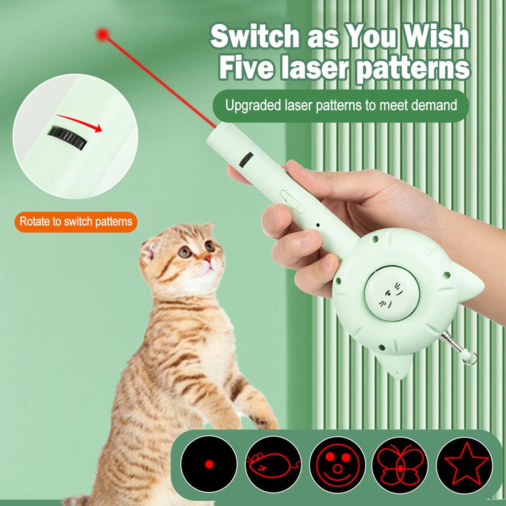 Cat Teaser Toys Laser Teaser Stick Feather Bell Pet Comb Cat Toys Retractable Teaser Stick