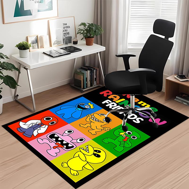 Custom Name Rainbow Friends Printed Carpet, for Office Chair Living Room Bedroom Kitchen Room Decor Gifts.