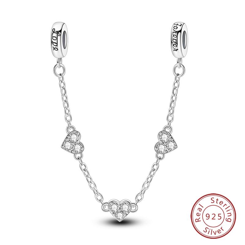 Серебро 925 пробы Форма Сердца Замок Ког Кошки Фантазийный Узор Цепочки Безопасности Подходят для Браслетов Qikaola DIY Украшения