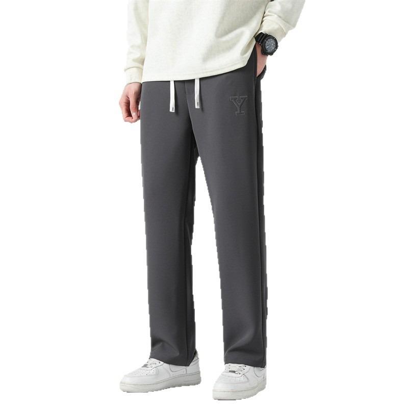 Men's Spring and Autumn Three-dimensional Tailoring Loose Casual Versatile Wide-leg Pants Simple Drawstring Sports Solid Color Sweatpants