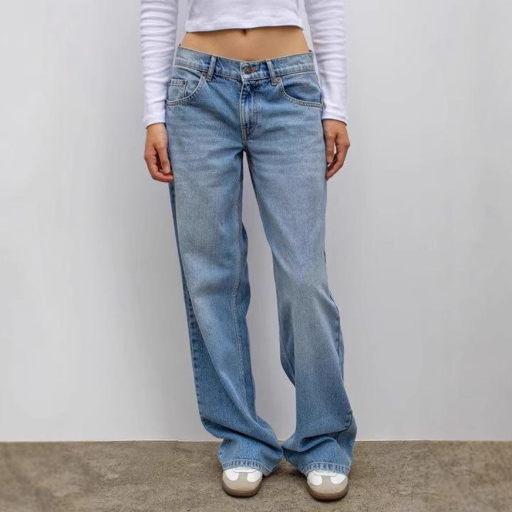 European and American Fashion Retro Street Leopard Print Star Patch Splicing Straight Leg Jeans Womens Loose Casual Pants Jeans