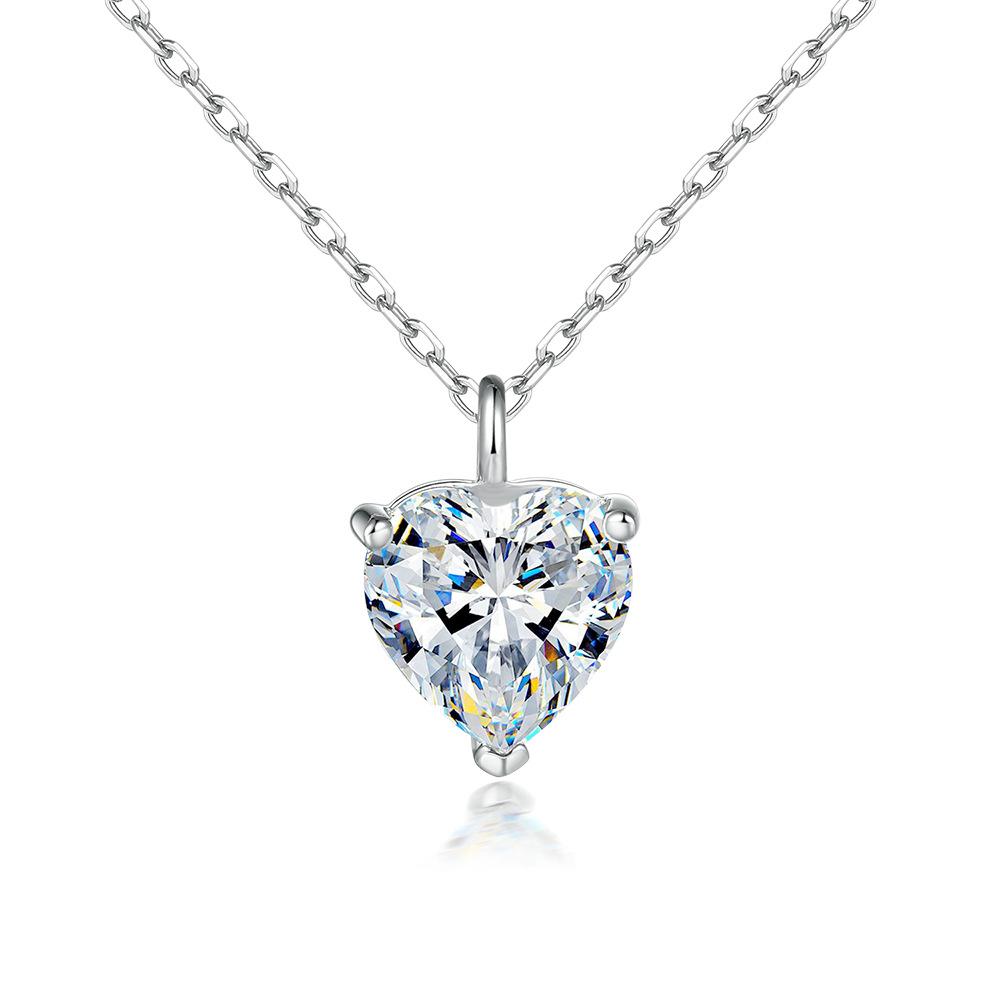 S925 Sterling Silver Love Zircon Necklace Cross-border December Birthstone Ladies Sterling Silver Pendant Necklace