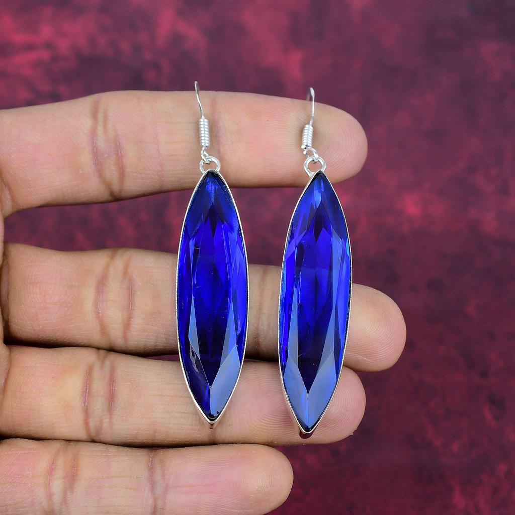 Серьги ручной работы с драгоценными камнями танзанит, серьги из цельного серебра 925 пробы, антикварные ювелирные изделия, серьги для подарка на помолвку