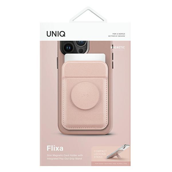 UNIQ Flixa magnetyczny portfel na kartyz podpórką różowy/blush pink MagSafe