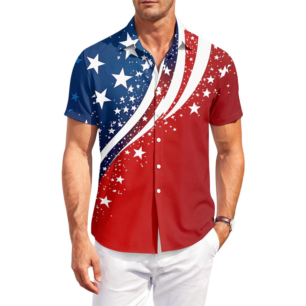 Men's Casual Short-Sleeve Collared Shirt