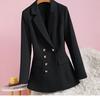 Women Black Double Breasted Blazer Slim Coat Spring Autumn Business Formal Office Suit Jacket Stylish Clothes
