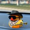 Car Interior Center Console Decoration Ornaments Cool Western Black Duck with Scarf Sunglasses Auto Interior Ornament