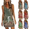 Женское летнее повседневное платье с принтом без рукавов и карманами