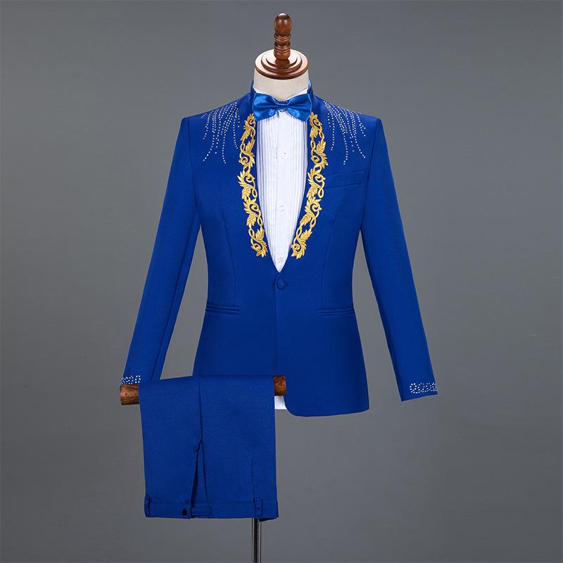 Cloth007Vintage Men Suit 2pcs Fashion Plaid Slim Fit Blazer+Pants Business Wedding Party Costume